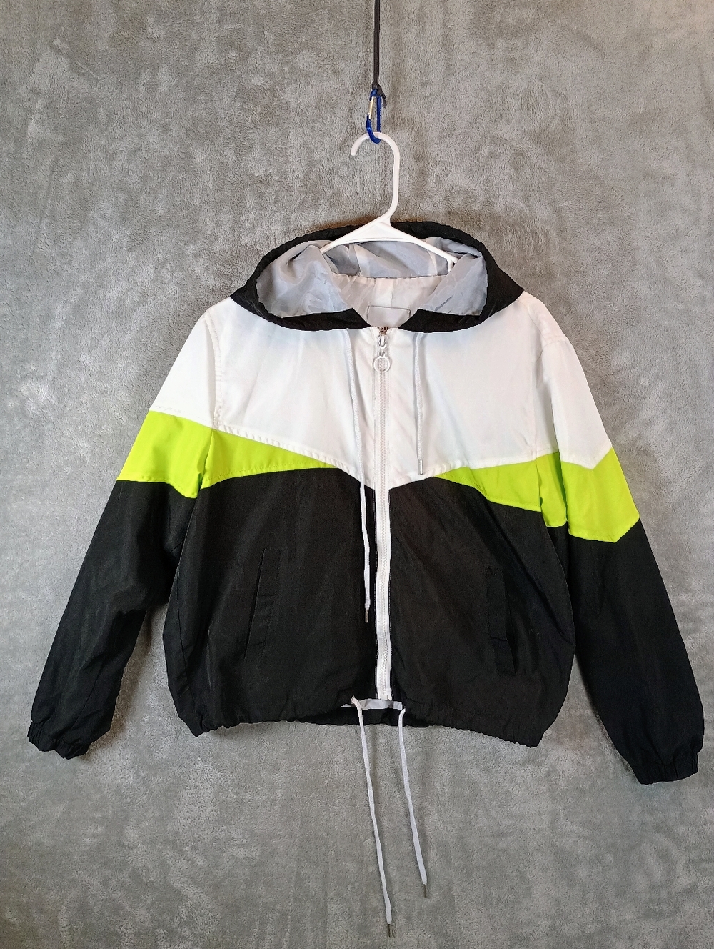 Angel Kiss Monochrome Hooded Jacket Women's Small Oversized Windbreaker Small